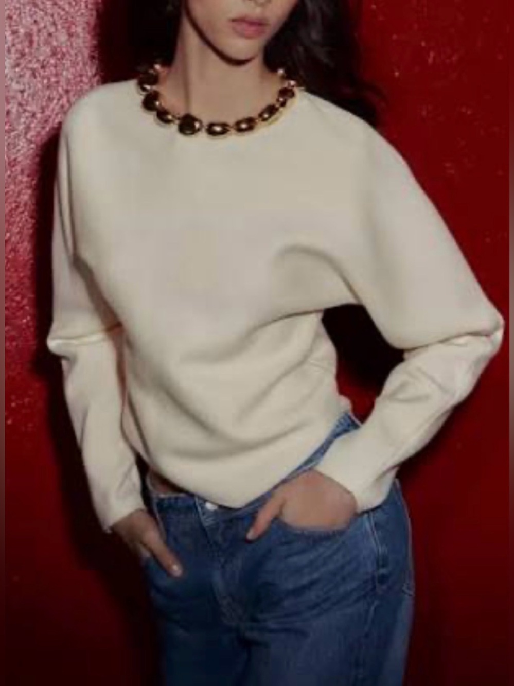 Nwt- zara- beaded knit top- M